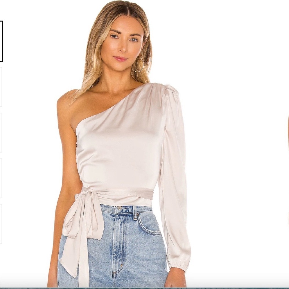 Revolve -Elegant One-Shoulder Satin Top
